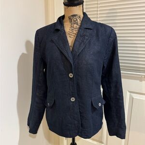 Dialogue Linen / Cotton blend lined shimmery navy Blazer size Large